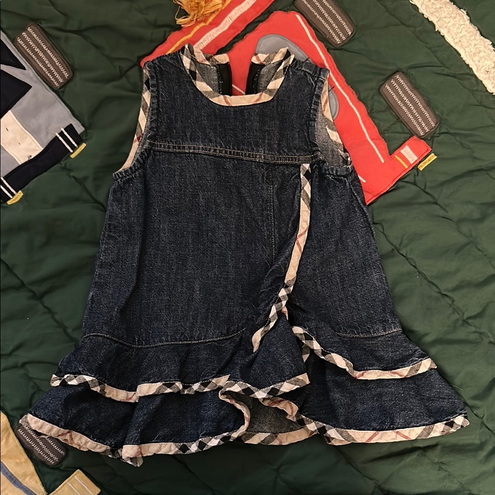 Burberry Denim and Beige Kids Dress